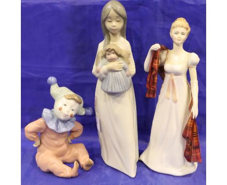 Two Nao figurines and another. Largest H: 24 cm. P&amp;P Group 3 (£25+VAT for the first lot and £5+VAT for subsequent lots) 