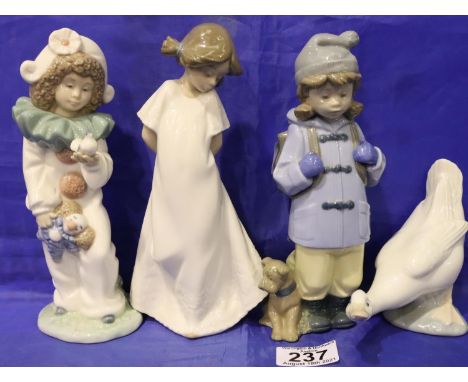 Three Nao figurines and a Goose. P&amp;P Group 3 (£25+VAT for the first lot and £5+VAT for subsequent lots) 