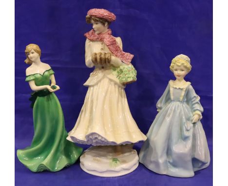 Three mixed Royal Worcester figurines. Largest H: 23 cm. No cracks, chips or visible restoration. P&amp;P Group 3 (£25+VAT fo