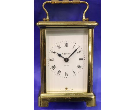 Brass Bayard carriage clock, working at lotting, H: 11 cm. P&amp;P Group 3 (£25+VAT for the first lot and £5+VAT for subseque
