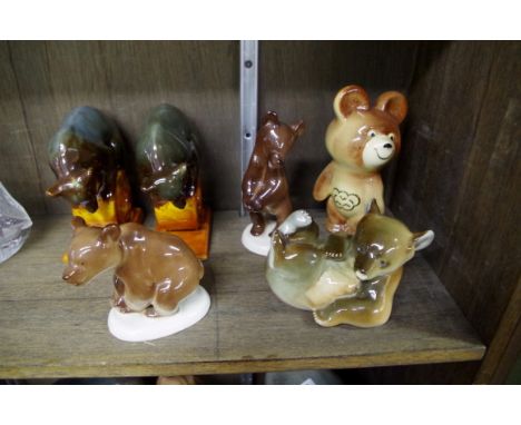Six USSR ceramic bears. 