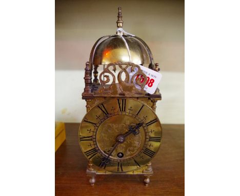 An early 20th century lantern timepiece, 26.5cm high. 