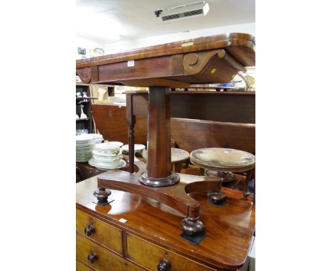 A 19th century mahogany pedestal card table, 90cm wide. 