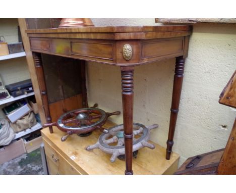 A 19th century mahogany card table, 89cm wide. 