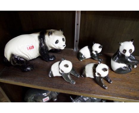 A Melba ware panda; together with four USSR pandas. 