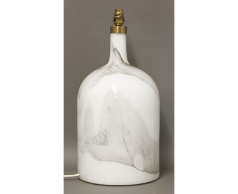 A Holmegaard Symmetrisk Lamp Art glass lamp base,mottled smoked glass, labelled,70cm high