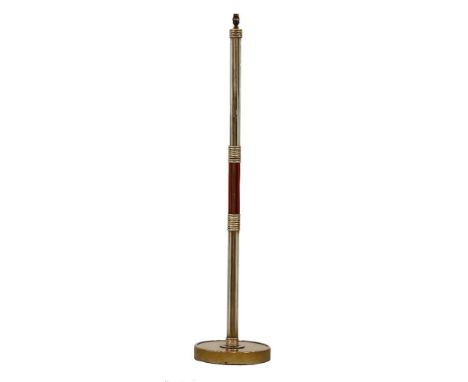 An Art Deco multi-glass standard lamp,with ribbed mounts, and a pink-tinted mirror base,160cm high