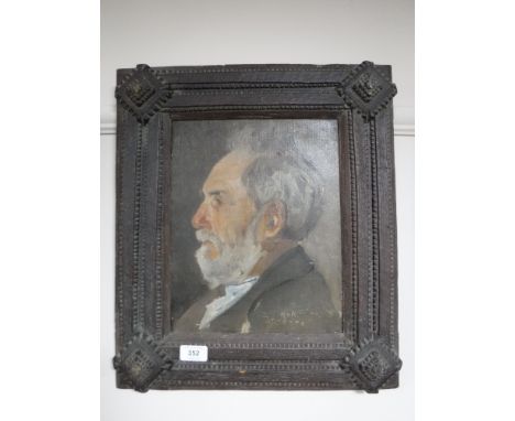 An early twentieth century oil on canvas, 'portrait study of a gentleman', signed Hok, in a carved oak frame  