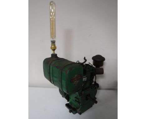 A Clinton lawn mower engine converted to a table lamp