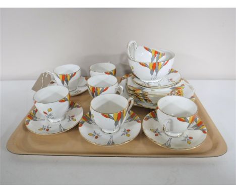 A tray containing a twenty-one piece Radiant bone china tea service
