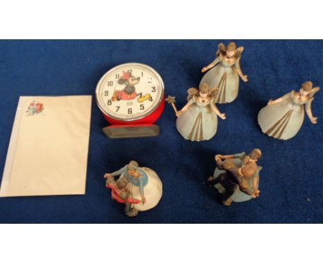 Toys, 3 Wells Fairy Queen wind up toys (1 complete, 2 damaged), a Wells Brimtoy Cinderella and Prince Charming wind up toy an