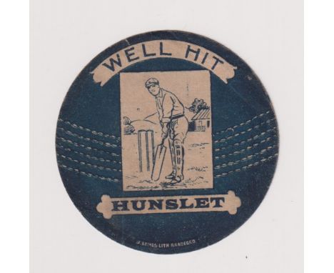 Trade cards, Baines Circular shaped card, Cricket, type card 'Well Hit Hunslet' (gd)