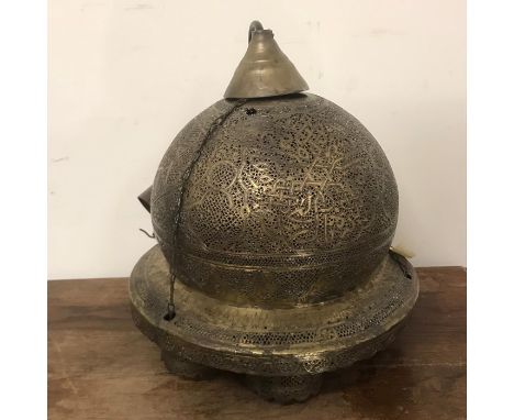 A Cairo ware brass centre light.
