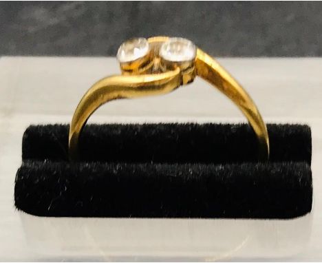 A Two Stone Diamond Ring in an 18 ct gold setting