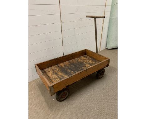 Vintage wooden warehouse trolley (100cm x 54cm)