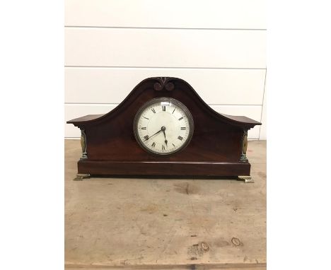 A French mantle clock in mahogany case (H15cm W30cm)