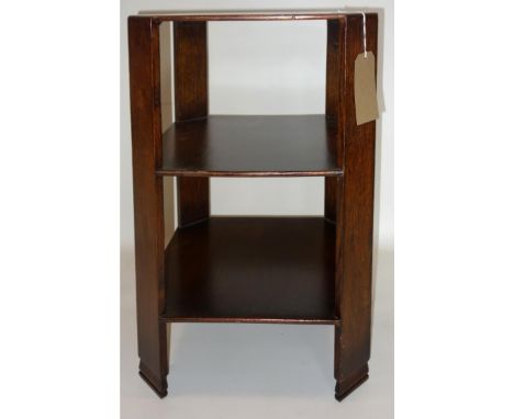 An Art Deco oak three tier lamp table, H.68 W.46 D.46cm 