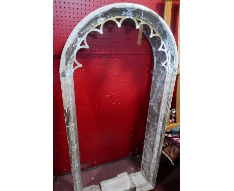 An antique wooden arch frame, possibly from a church, H.178 W.85 W.25cm 