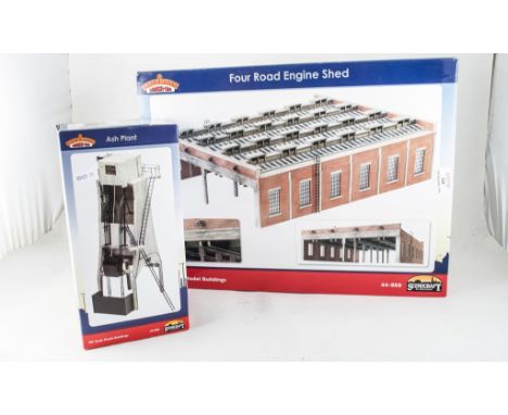 Bachman 00 Scale Model Buildings, Ash Plant 44-086 and Four Road Engine Shed 44-050 both boxed, (2).