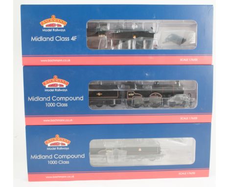 Bachmann 4F 0-6-0 43875, BR black early emblem locomotive set 31-881, Midlands Compound 1000 class 40934 BR black early emble