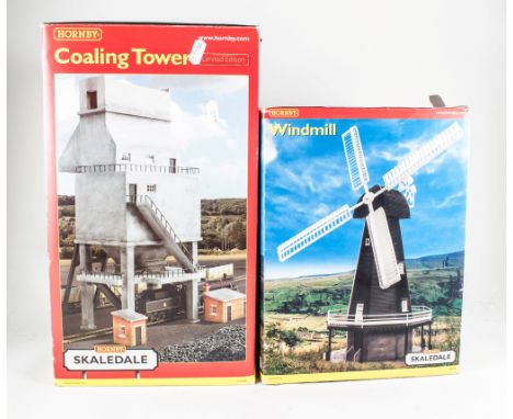 Hornby 00 Scale Model Buildings,  R9640 Coaling Tower and R8786 Skaledale Windmill, (2).