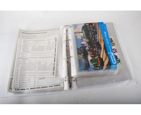 Railway modeling catalogues, including Wrenn, Palitoy, Lima, Bachmann and others, many ringbound folders to include price lis