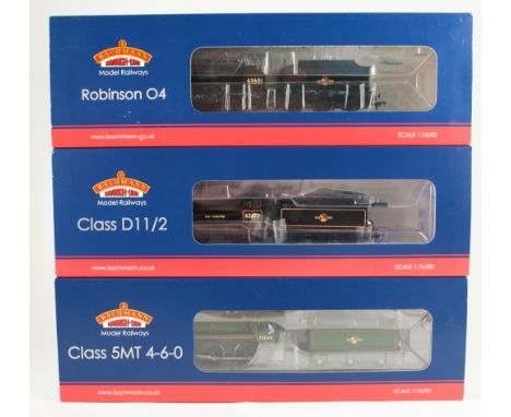 Bachmann standard class 5MT 73049, BR green late crest locomotive set 32-508, Robinson 04 63601 BR black late crest 31-001,  