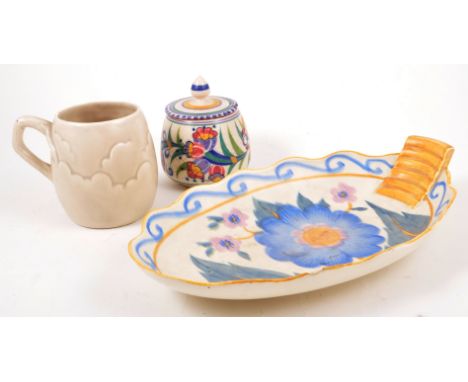 A large Carter Stabler & Adams, Poole Pottery circular bowl, floral decoration, diameter 34cm; other items of Poole pottery; 