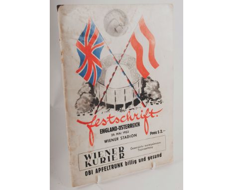 Football programme 1952 Austria v England - Programme on occasion of the international match Austria - England in Vienna on 2