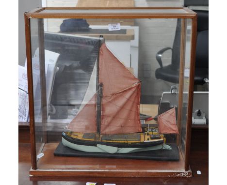 Model of a Sailing barge 'Ivy', glazed case, width 57cms.