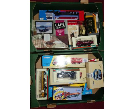 Two trays containing 17 modern boxed Corgi trucks to include 13701 'Arrow Bulk Carriers' Foden and many others ,(Cafe connect