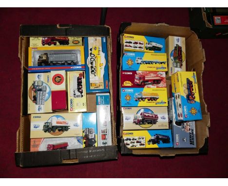 Two trays of mainly modern boxed Corgi trucks, to include a 11501 "Shell BP" ERF tanker (19)