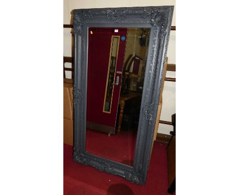 A large contemporary painted heavy floral decoarated bevelled rectangular floor mirror, 183 x 96cmCondition report: Frame is 