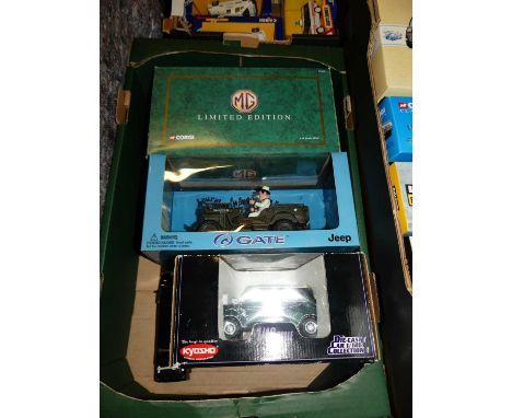 One tray containing 3 boxed models and 1 unboxed limo by unknown maker as follows,Kyosho 1/18th scale Mini and a Laurel and H