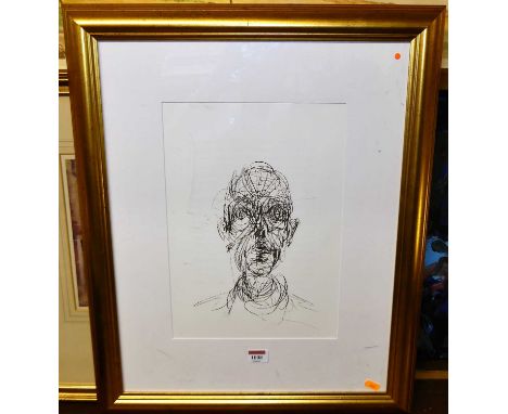 After Alberto Giacometti - Head of Man, lithograph, 36 x 26cm