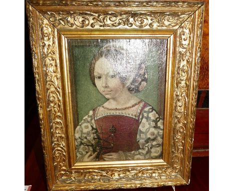 After Jan Gossaert - a young princess, oleograph, 20x15cm