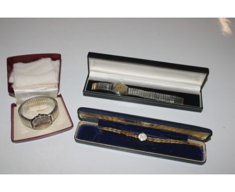An Incabloc Uno Police Misr wrist watch; an Accurist wrist watch; and a gold plated Rotary wrist watch