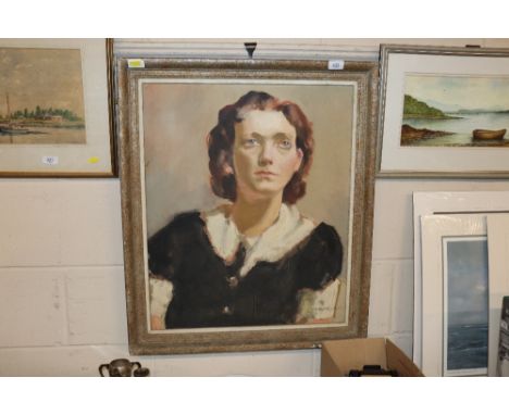 Lydia Miéville, oil on canvas portrait of a young girl