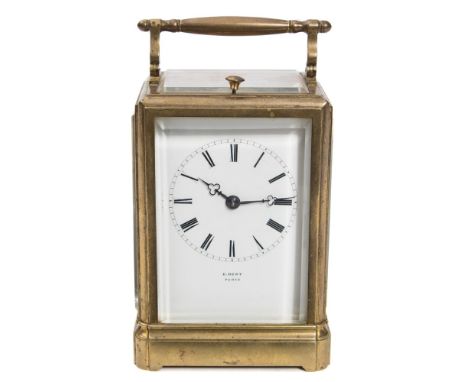 A French one-piece carriage clock: the eight-day duration movement having a platform lever escapement and striking the hours 