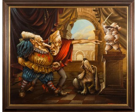* Stanislav Vladimirovitch Plutenko [b.1961]- Vanity Eulogy,:- signed and dated 1992 bottom right further signed, inscribed a