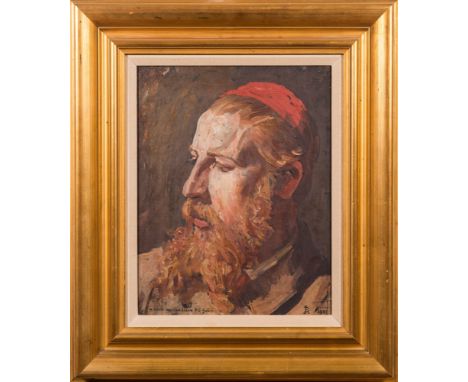 Jean Paul Laurens [1838-1921]-A head and shoulders self-portrait:-monogrammed and dated 1881, also inscribed  'a mon ancien e