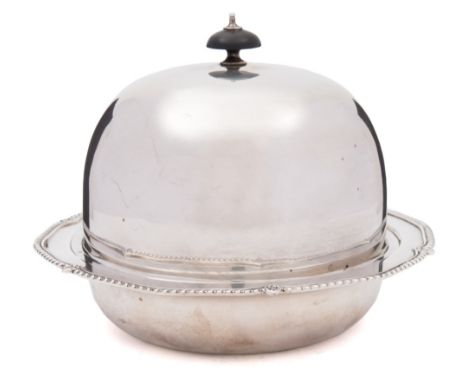 A George V silver muffin dish and cover, maker Harrison Brothers & Howson, Sheffield, 1931: of plain cylindrical form, with d
