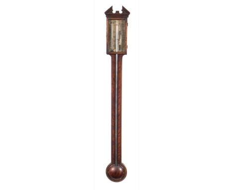 W. Bean, York a mahogany stick barometer: the brass dial engraved with typical barometer markings and signed W. Bean, York, w
