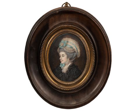 Samuel Cotes [1734-1811]-A miniature portrait of a lady, said to be Lady Murray [1734-1818],:- head and shoulders, with long 