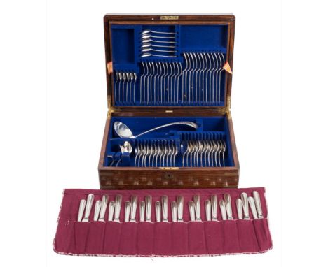 A George V silver Old English pattern flatware service, maker George Jackson & David Fullerton, London, 1910/11: initialled, 