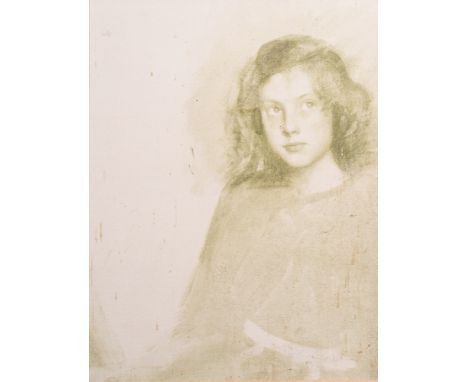 Thomas Cooper Gotch [1854-1931]-Young Phyllis; a portrait study of Phyllis Gotch,:-oil wash on hardboard,52 x 40cm* Notes  Th