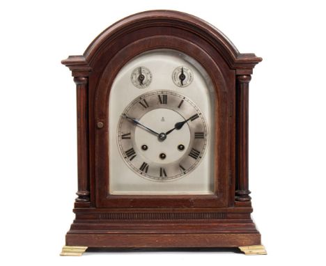 Gustav Becker, a mahogany mantel clock: the eight-day duration movement striking the hours on a gong and chiming the quarters