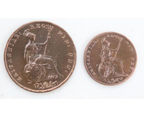 1853 Halfpenny and 1854 Farthing of queen Victoria - aVF. UK P&amp;P Group 0 (£6+VAT for the first lot and £1+VAT for subsequ
