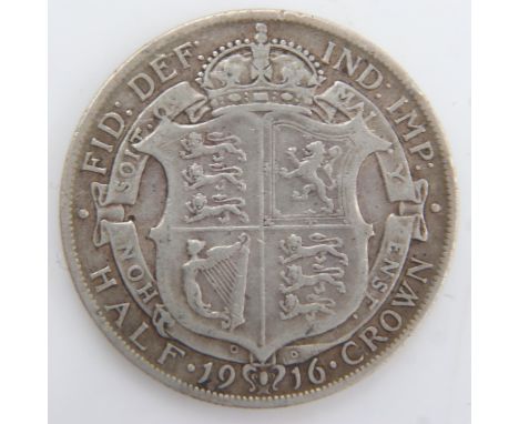 1916 silver half crown of George V. UK P&amp;P Group 0 (£6+VAT for the first lot and £1+VAT for subsequent lots) 