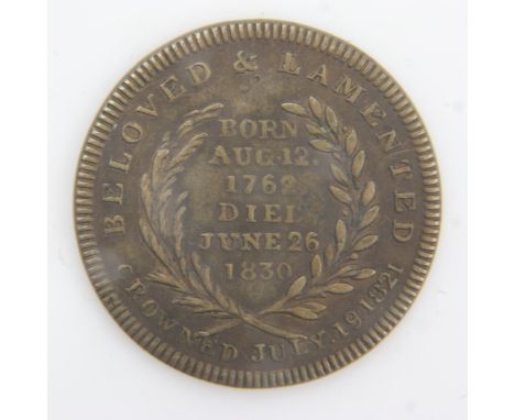 1830 - Death medal of George IV - gVF. UK P&amp;P Group 0 (£6+VAT for the first lot and £1+VAT for subsequent lots) 